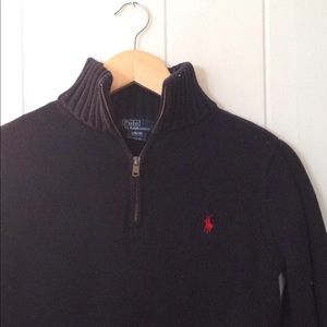 Boys navy polo half zip